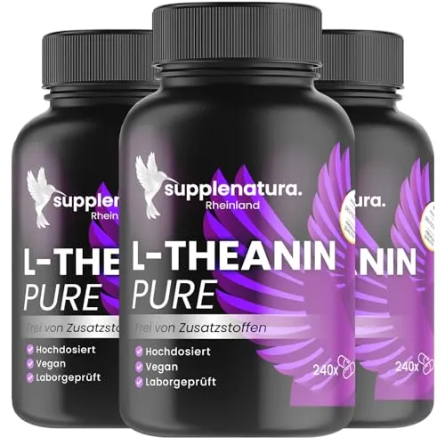 L THEANIN | IDEAL DOSIERT: 200mg | 720 Kapseln | Laborgeprüft & Hochrein | L-Theanin von SUPPLENATURA