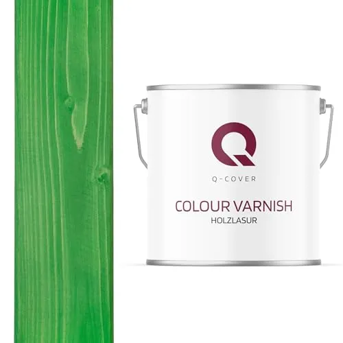 Q-Cover Holzlasur Minzgrün 6029, 5L (ca.25m²-1 Anstrich) Satin Holzschutz Holzschutzlasur Lasur Wasserbasierte Innen Außen Lasur Abperleffekt Für Holz