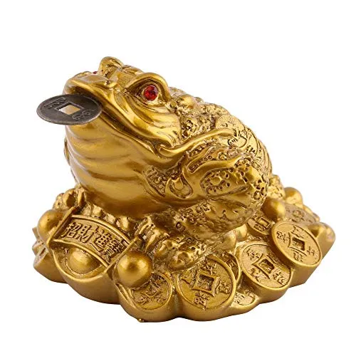 Yanmis Geldkröte Feng Shui, Chinese Feng Shui Reichtum Glück Geld Frosch Münze Kröte Home Office Dekoration Gutes Glücksgeschenk 6,5 x 6 x 5 cm(Messing) Glücksfrosch Geldfrosch Feng Shui Frosch