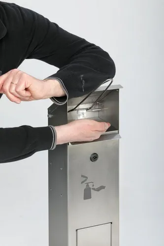 PROREGAL® Desinfektionsmittelspender Handdesinfektionsspender Abfallsammler Bodenmontage Edelstahl