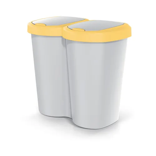 Compacta B Duo Abfallbehälter, 40 L in Grau mit gelbem Rand