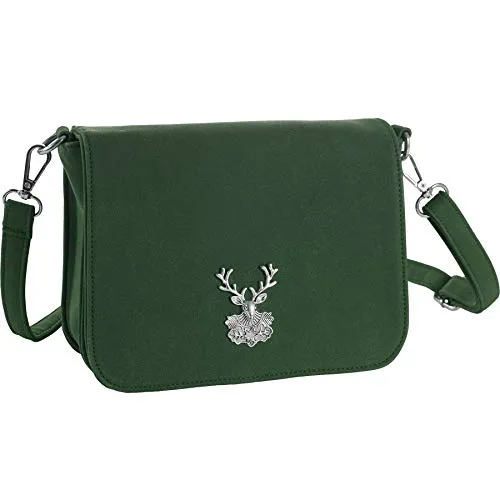 dressforfun 900653 Damen Trachten Handtasche Heimatliebe - Umhängetasche in schicker Wildlederoptik mit Edelweiß-Applikation, ideal für Trachten-Looks und praktische Aufbewahrung.