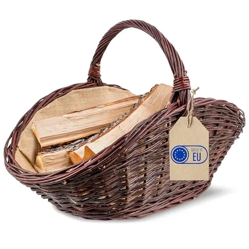 Creative Home Rattan Kaminholzkorb | 64 x 39 x 43 cm | Dunkelbraun oval