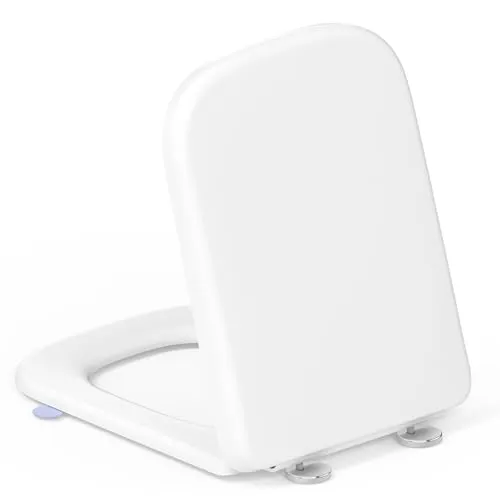 Toilettendeckel mit Absenkautomatik Eckig [LANG],YEAUPE RPO WC Sitz Quick-Release zur einfachen Reinigung, Urea-Duroplast, abnehmbar bis 150 kg belastbar,46,1 * 35,1 * 5,3CM