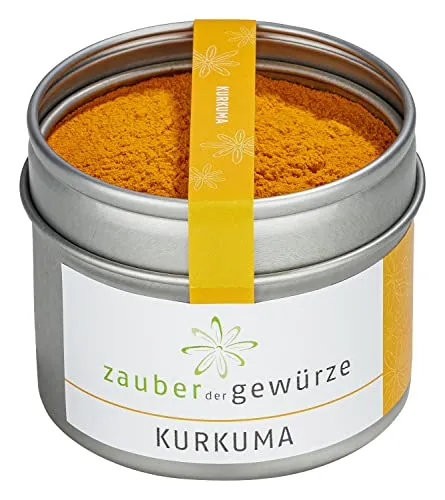 Zauber der Gewürze Kurkuma - Asiatisches Gewürz in Premium-Qualität in Aromadose - Zum Würzen von Fleisch, Fisch, Eintöpfen, Reisgerichten - Als Geschenk-Idee, 60g
