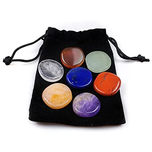 WANGCL 7-teiliges Chakra-Stein-Set, poliert, unregelmäßige Steine, Chakra-Kristalle, Heilkristalle für Reiki-Meditation, Yoga