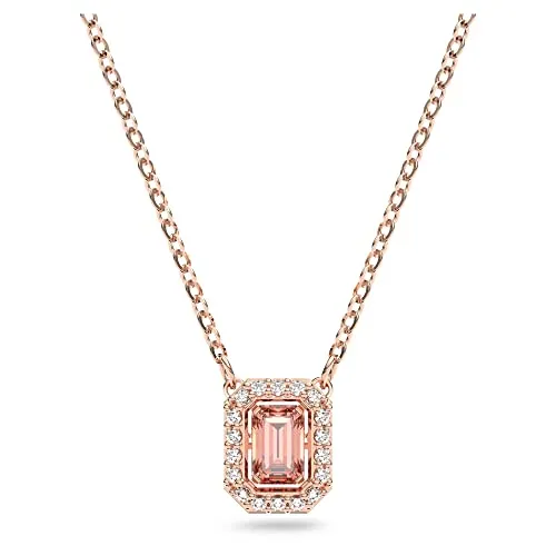 Swarovski Una Halskette - Elegante Damenhalskette mit Strahlendem Anhänger - Ketten für Damen, 38 cm lange rosé vergoldete Halskette mit auffälligem, von Kristallen eingerahmtem Anhänger - perfektes Geschenk für stilbewusste Frauen.