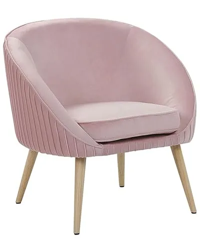 Beliani Moderner Retro-Sessel aus Samtstoff in Rosa Tromso - Ohren- & Armlehnensessel, eleganter Samtstoff in modernem Rosa, hochwertige Verarbeitung für Stabilität und Komfort – ideal für stilvolle Wohnräume.