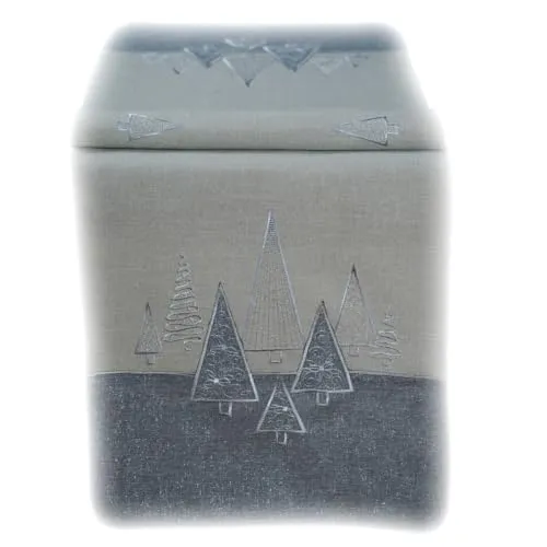 texpot Tischläufer 40 x 90 cm grau Stickerei Moderne Tannenbäume Weihnachten Tischband