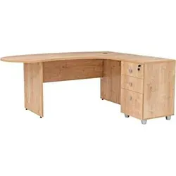 Furni24 Schreibtisch Chefschreibtisch Winkeltisch - Moderner Schreibtisch mit großzügiger Arbeitsfläche (180x120 cm) und stabiler 25 mm Tischplatte, ideal für Home Office und Büro. Inklusive Beistellcontainer für zusätzlichen Stauraum.