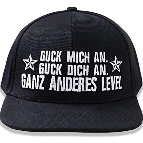 EXPRESS-STICKEREI Verstellbare Urban Basecap - Lustige Kappe mit Spruch Guck Mich an, guck Dich an, ganz anderes Level Schildkappe - Baseball Kappe - Snapback Kappe - Einheitsgröße