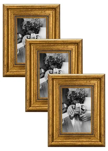 CABBEL Vintage Barock-Bilderrahmen Gold & Silber, 3er Set - Elegante Bilderrahmen im antiken Look für stilvolle Wohnräume. Hochwertige Verarbeitung und bruchsicheres Acrylglas bieten Schutz und Ästhetik. Ideal für Poster in verschiedenen Größen.