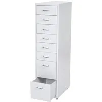 PROREGAL Rollcontainer Housten 110x28x41cm 8 Schubladen Weiß - Praktischer Rollcontainer für Büro und Homeoffice mit 8 geräumigen Schubladen. Die robusten Laufrollen sorgen für einfache Mobilität, während die pulverbeschichtete Stahlkonstruktion für Stabilität und Langlebigkeit steht.