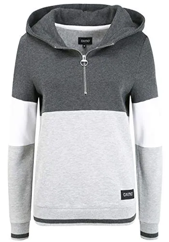 OXMO Omara Damen Kapuzenpullover - Bequemer Hoodie in Dark Grey Melange - Kapuzenpullover für Damen mit hochabschließender Kapuze, aus weicher Baumwollmischung und nachhaltig produziert. Ideal für Sport und Alltag.