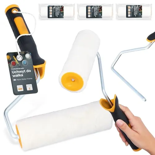 3x Farbroller 18 cm Farbwalze Malerrolle Lackierrolle Fassadenfarbe Rollerpinsel Wand Set Farbrollerbügel Bügel Malerbedarf Anstricharbeiten Renovierung