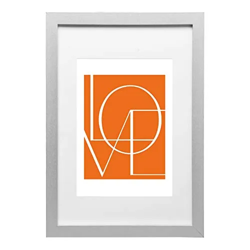 WOLTU Bilderrahmen 10x15 cm, Fotorahmen zum vertikalen oder horizontalen Aufhängen/Aufstellen, Holzrahmen mit Passepartout, Posterrahmen Collage Wanddeko, Silber