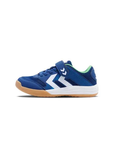 hummel Hallen-Indoorschuhe Multiplay Stable VC navyblau Kinder Badmintonschuh - Badmintonschuhe mit TPR-Außensohle für hervorragenden Grip, atmungsaktivem Mesh und bequemer EVA-Zwischensohle. Ideal für aktive Kinder, die Komfort und Stabilität suchen.
