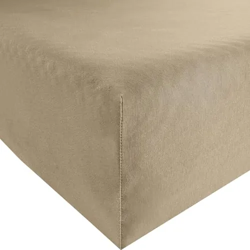 Erwin Müller Spannbettlaken, Spannbetttuch Nürnberg Doppel-Jersey, Taupe Größe 140x220 cm - 160x220 cm - strapazierfest, formtreu, temperaturausgleichend, mit Rundumgummi