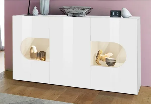 INOSIGN Sideboard Real – Hochglanz Kommode mit Glastüren in weiß von Inosign