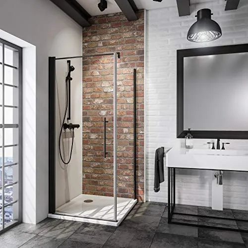 Schulte Eckdusche Alexa Style 2.0 - 80x80 cm, Schwarz - Eckdusche mit 5 mm Sicherheitsglas und fixil-Glasversiegelung für einfache Reinigung. Barrierefreier Zugang und elegantes Design machen sie ideal für moderne Badezimmer.