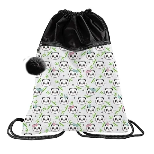 Premium Kinder Turnbeutel/Sportbeutel/Rucksack 43x34 cm (Panda II)