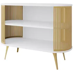 Mirjan24 Kommode in Gold und Weiß, oval, 120x90x40 cm in gold von Mirjan24