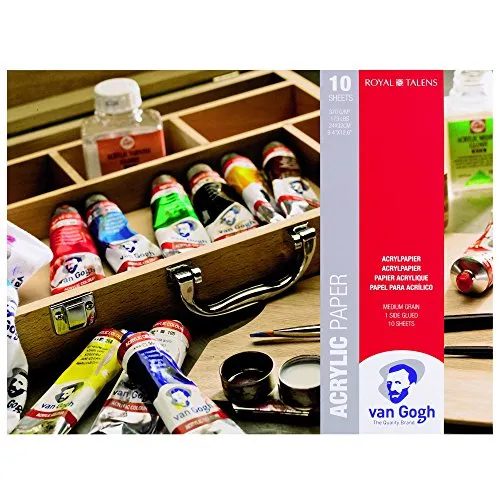 Van Gogh Acrylfarbe Papierblock - 24x32cm - 370g - 10 Blatt - Mittlere Kornstruktur - Ideal für Acrylfarben