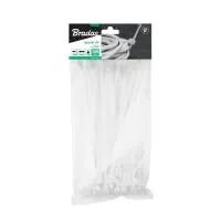 Bradas TS1136200N Kabelbinder transparent 100 Stück - Kabelbinder (transparent, 1 Kopf), CE, PAHs, 20 cm, 3,6 mm, 100 Stück (s)