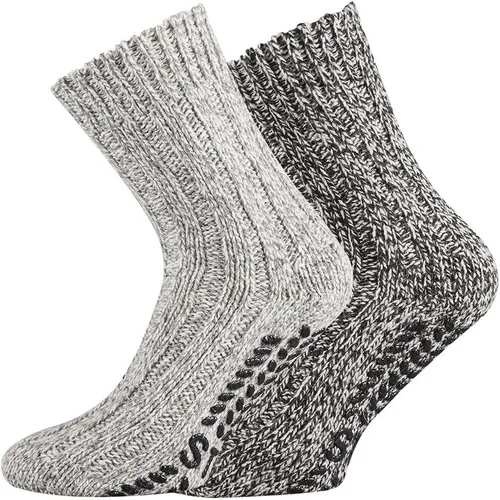 TippTexx 24 ABS-Socken 2 Paar warme ABS-Stopper-Norweger-Socken EIN ECHTER HAUSSCHUH-ERSATZ (2 Paar) rutschfeste Sohle