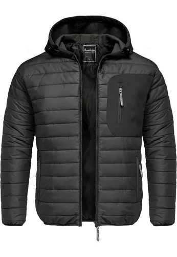 Amaci&Sons Steppjacke Hybrid Softshell Herren Outdoor Kapuzenjacke 9111 - Funktionsjacke mit atmungsaktivem Material, ideal für Outdoor-Aktivitäten und wechselhaftes Wetter.