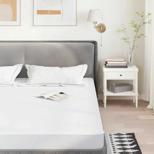 vidaXL Matratzenschoner Weiß 140x220 cm - Matratzenauflage, wasserdicht und atmungsaktiv für optimalen Schlafkomfort. Schützt vor Flecken und sorgt für eine frische Schlafumgebung. Pflegeleicht und maschinenwaschbar.