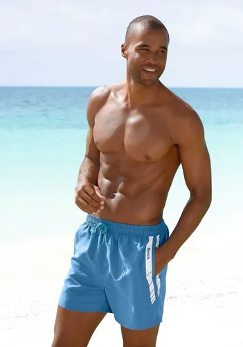 Badeshorts BENCH. Herren Gr. S (46/48) - Blau mit Farbeinsatz - Herren-Bademode mit seitlichen Eingrifftaschen und Gesäßtasche, elastischem Bund und Innenslip. Ideal für den Strand oder das Schwimmbad.