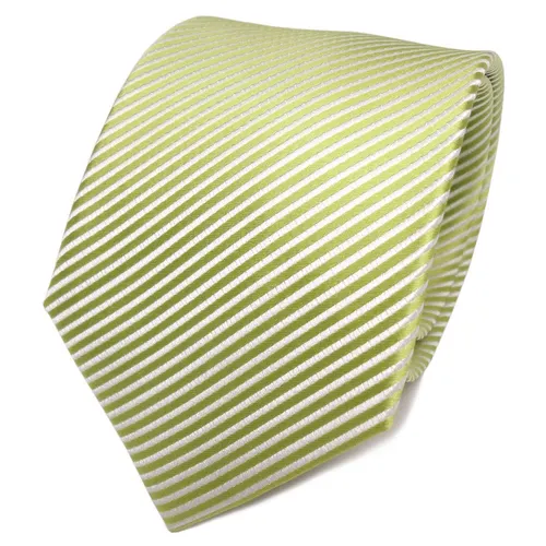 TigerTie Designer Seidenkrawatte grün hellgrün weiß gestreift - Krawatte Seide