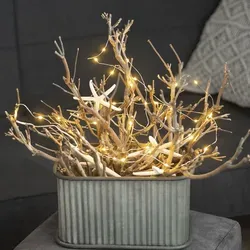 LED Drahtlichterkette Tautropfen - 20 warmweiße LED - silberner Draht - L: 1,9m - Timer - für Außen - Silber