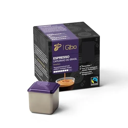 Tchibo Qbo Espresso Cafezinho do Brasil Premium Kaffeekapseln, 8 Stück (Espresso, Intensität 8/10, temperamentvoll & nussig), nachhaltig, aus 70% nachwachsenden Rohstoffen & klimaneutral kompensiert