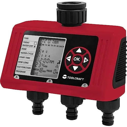 TOOLCRAFT Easy Trio 2302366 Bewässerungscomputer - Wasser - Intelligenter Bewässerungscomputer mit drei Programmen für eine effiziente Gartenbewässerung und optimale Pflanzenpflege.