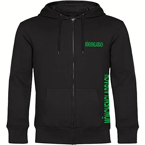 multifanshop Kapuzen Sweatshirt Jacke - Mönchengladbach - Kapuzenpullover für Herren, hochwertige und kuschelige Sweatjacke mit individuellem Druck, ideal für echte Mönchengladbach-Fans.