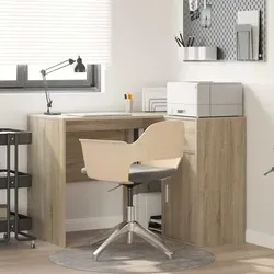 vidaXL Eckschreibtisch Sonoma Eiche - Schreibtisch aus Holzwerkstoff mit viel Stauraum und modernem, platzsparenden Design – ideal für effizientes Arbeiten im Home Office.
