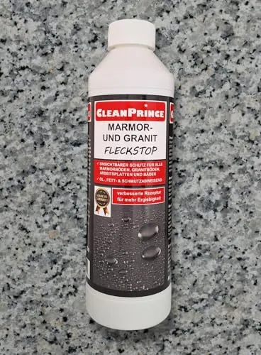 CleanPrince Marmor und Granit Fleckstopp 500 ml Imprägnierung Innen Außen Fensterbänke Fleckschutz Öl Fett Wasser