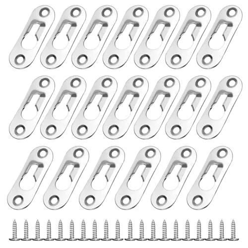 Stück Bilderrahmen Aufhänger, Metall Bildaufhänger, Schrankaufhängeschiene Mit 40 Schrauben, Metal Linsenkopfbeschlag Befestigung, Silber Schlüsselloch Aufhänger, Für Spiegel Bilderrahmen(44x16mm) 20