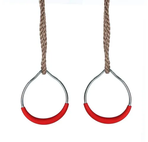 Gartenpirat Turnring Schaukelringe aus Metall mit Seil Turnringe mit rotem Kunststoffgriff