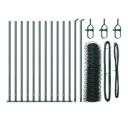 vidaXL Zaun mit Pfosten Grün 0,4 x 25 m