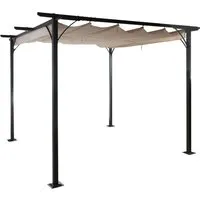 BERLINLODGE Pergola 232x300cm mit Schiebedach und stabilem Gestell - Moderner Pavillon für den Garten mit einem stabilen 6cm-Gestell aus pulverbeschichtetem Stahl und einem schiebbaren Dach. Ideal für entspannte Stunden im Freien.