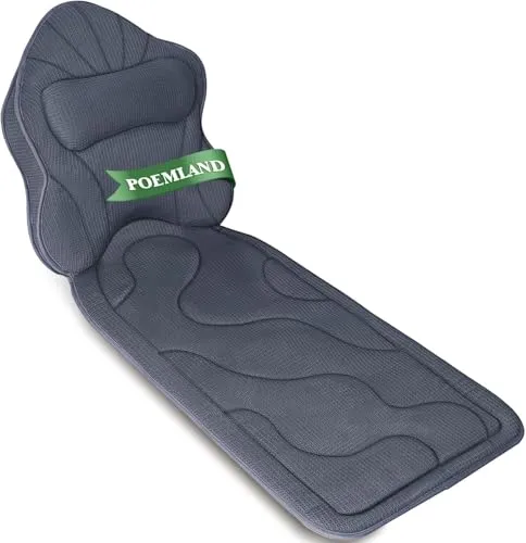 Poemland Luxus Dicke, volle Körper Badewannenkissen Mat & Cushion für Badewanne Kopfstütze Hals Schulter unterstützt Comfort Entspannung Spa Accessories Perfekt für Eintauchen in der Badewanne (Grau)