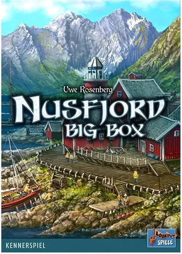 Nusfjord Big Box - Faszination Fischerdorf - Gesellschaftsspiel mit 4 Erweiterungen für bis zu 5 Spieler, entführt in die malerische Welt des norwegischen Fischerdorfs Nusfjord und bietet neue Spielmechaniken für noch mehr Spaß.
