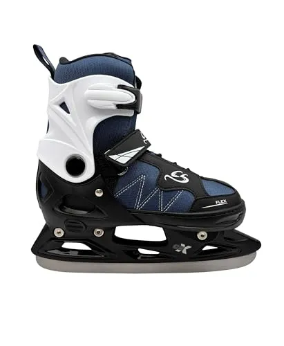 Cox Swain verstellbare Schlittschuhe Frosty für alle Altersgruppen - Einfache Größenverstellung ohne Werkzeug für perfekte Passform. Der atmungsaktive Softboot und verstärkte Cuffs sorgen für Sicherheit und Komfort beim Eislaufen bis 100 KG.