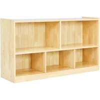 Costway Kinder Spielzeugschrank Holz 111 x 30 x 61,5 cm Eiche - Praktischer Spielzeugschrank aus hochwertigem Holz, ideal für Kinderzimmer. 5 Fächer bieten Platz für Spielzeug und Bücher, stabile Konstruktion mit rutschfesten Untersetzern für Sicherheit.