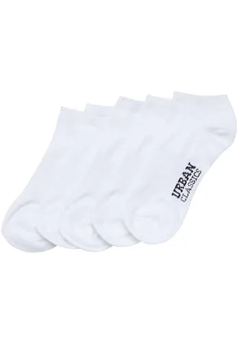 Urban Classics Herren Füßlinge Logo No Show Socks 5 - Pack TB2157, Gr. 43/46 (Herstellergröße: 43-46), Weiß (White 00220)