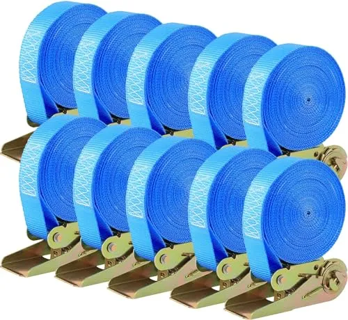 Stück Spanngurte mit Ratsche,Belastung 800 kg,Spanngurte 6m,Zurrgurte,25mm Ratschengurte,Robust Zurrgurte Set,für Ladungssicherung LKW,Blau 10