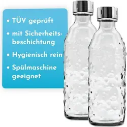 SodaBär Glasflasche Doppelpack 0,7 l - Zubehör für Wassersprudler, umweltfreundlich und bruchsicher mit TÜV-geprüfter Druckfestigkeit, perfekt für SodaStream und Aarke.